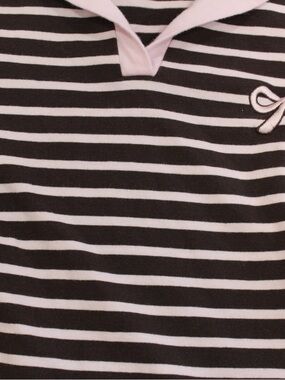 Striped Short Sleeve Tee in Black and Light Pink